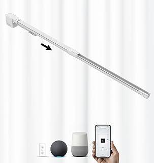 FabTrack Schienensystem für Elektrische Vorhänge, Motorisiert, Breite 1,5-2,6 Meter, Seitliche Vorhangöffnung, Motor WiFi und Fernbedienung, Kompatibel mit Google Home, Alexa und Tuya Smart App
