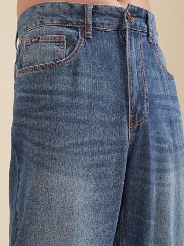 Image of Highlander Men's Loose Baggy Fit Jeans | Mid Rise | Cotton |Relaxed & Trendy | Oversized Silhouette for Comfort| Jeans for Man