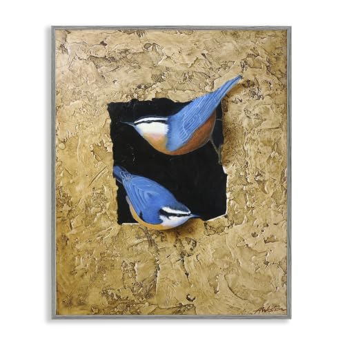 Blue Bird Pair Rustic Nature, 16 x 20 Inch Framed Giclée Print