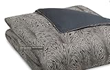 Hudson Park Collection Full / Queen Duvet Comforter Cover Deco Fan Black