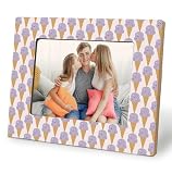 Elpwk Cute Ice Cream 5x7 Picture Frame, Purple Cartoon Photo Frame, Gifts for Ice Cream Lovers,Coquette Preppy Purple Watercolor Wood Frames for Wall or Tabletop Display