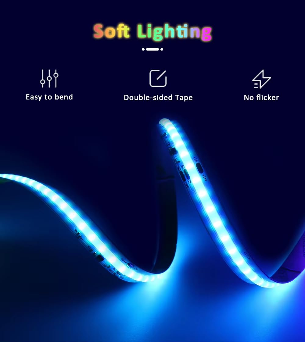 Striscia LED COB RGB WS2811 CC 24 V con IC 420 LED/m, 15 m (3 x 5 m), set