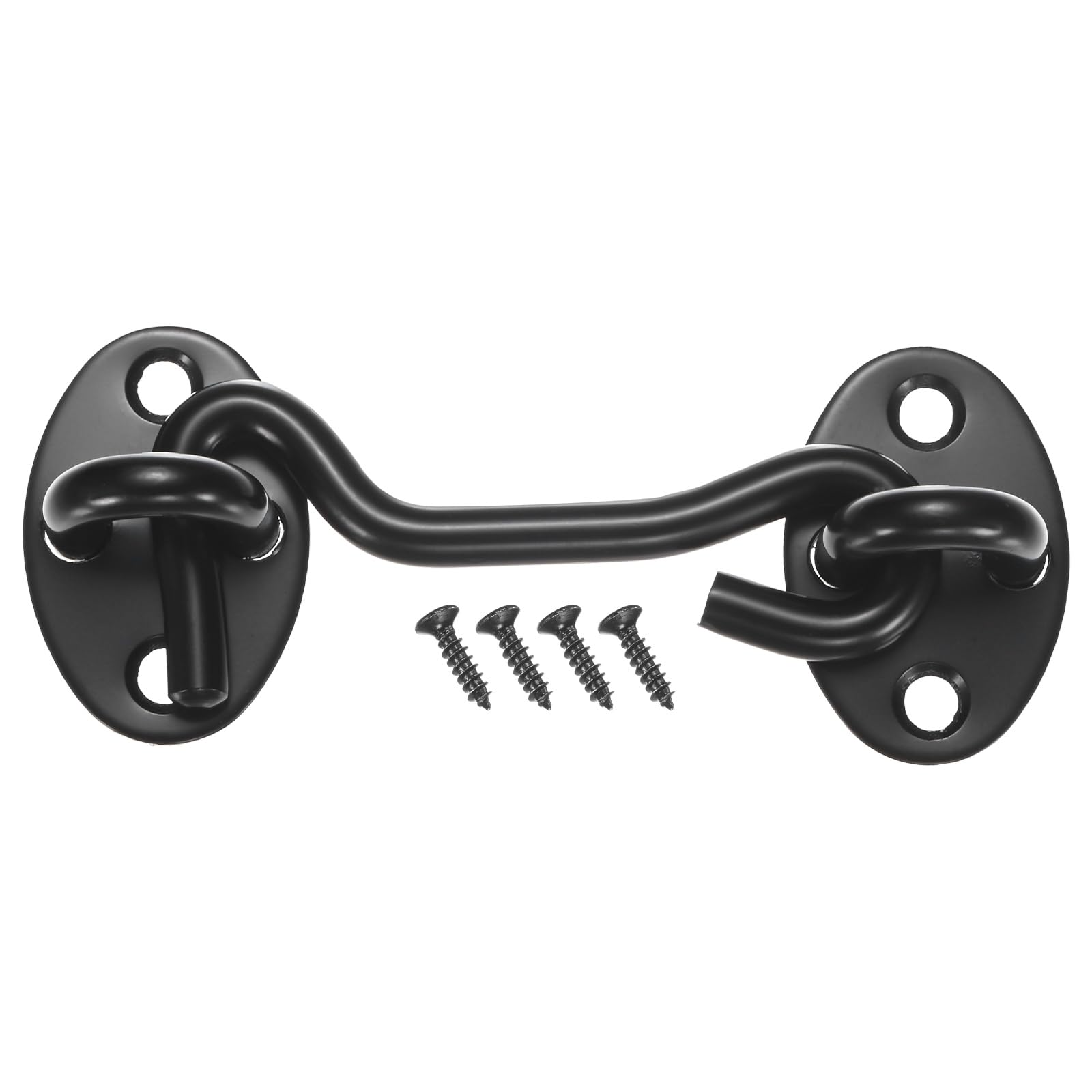 M METERXITY 1-Pack Hook and Eye Latch for Door 80 Mm/3 Inch 201 Stainless Steel Barn Door Lock Hook and Eye Gate Latch for Gate/Shutters/Window/Cabinet/Bathroom [Black]