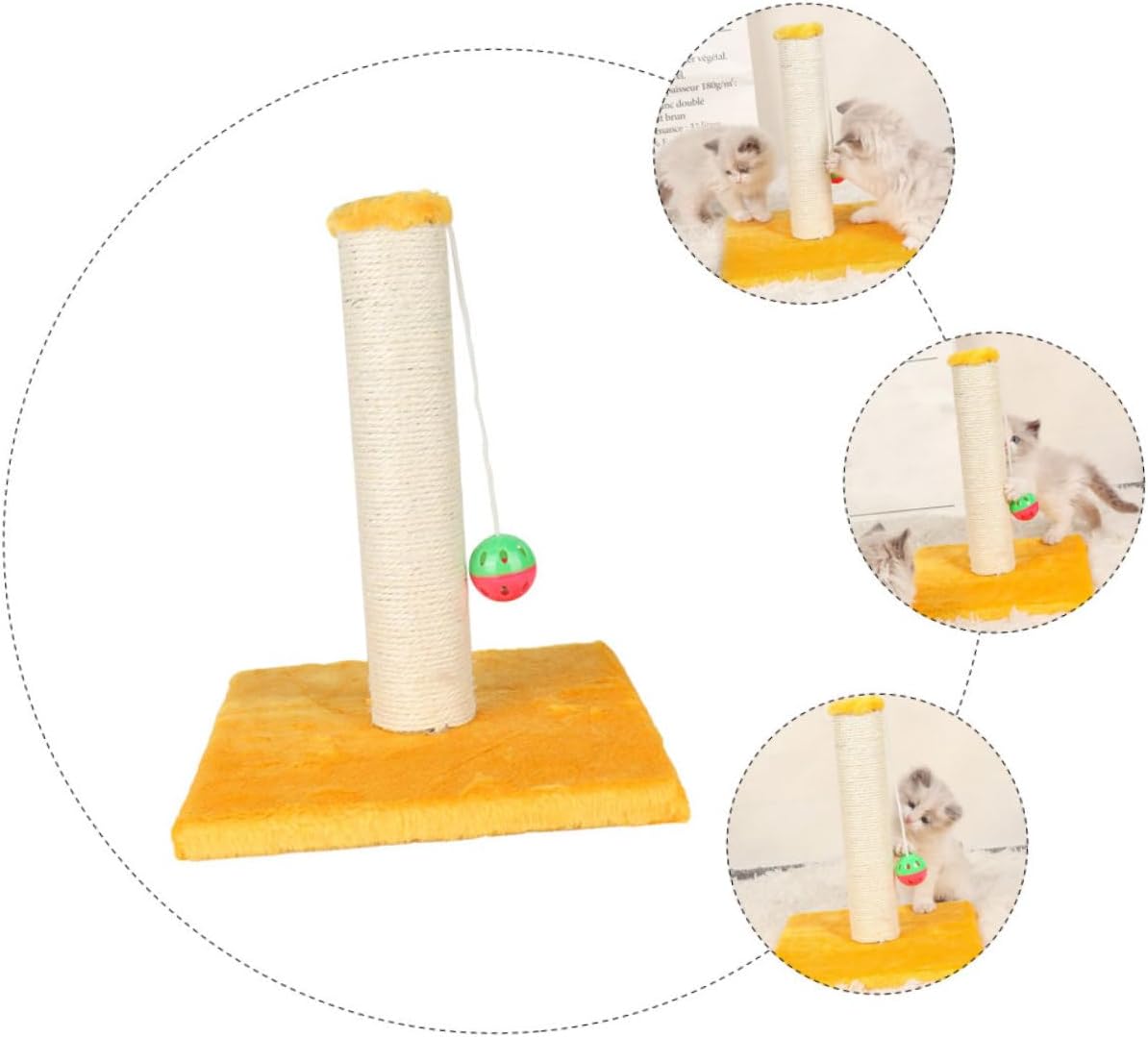 1pc Sisal Cat Climbing Frame Creative Cat Scratch Board Activity Center for Indoor Yellow Color Easy to Install Stable and Safe Design