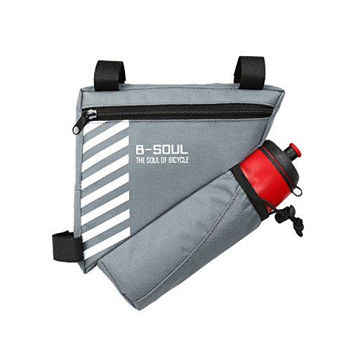 Sac de vélo triangle 1,5L gris en polyester haute résistance pour tube avant de bicyclette