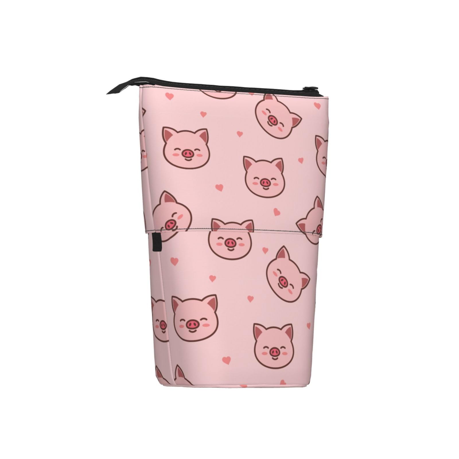Cute Cartoon Pig Pattern Standing Pencil Case Telescopic Pencil Holder Pouch Cosmetics Bags Desk Stationery Organizer Box For Office Supplies
