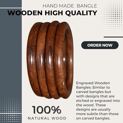 Image of Handmade Natural Wooden Bangles, Stylish Designs,Artisan Premium Quality for Women | Natural Wood Bangles Christmas Gift Jewelry for Her | Eco-Friendly Artisan Crafted Gift