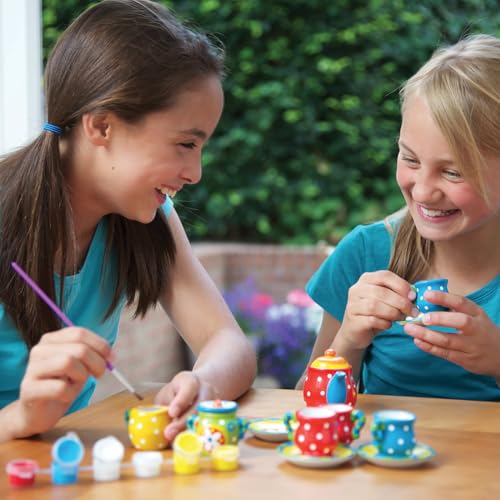 4M: KidzMaker - Paint Your Own Mini Tea Set - DIY Porcelain Painting Craft Kit, Teapot-Cups-Milk Jug-Sugar Bowl, Personalize Your Art Designs, Kids 8+ by 4M - Image 4