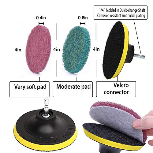 Image of HUAWELL 29 Pieces Drill Brush Attachments Set,Scrub Pads & Sponge-Power Scrub Pad Cleaning Kit-Cleaning Kit for Bathroom Surface, Grout, Tub, Shower, Kitchen, Auto,Tile, Corner