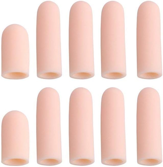 Anzailala Gel Finger Support Protector Gloves, Gel Finger Cots/Covers - Different Sizes Silicone Fingertips For Hands Cracking, Eczema Skin,Finger Trigger (10 Pcs), one_size