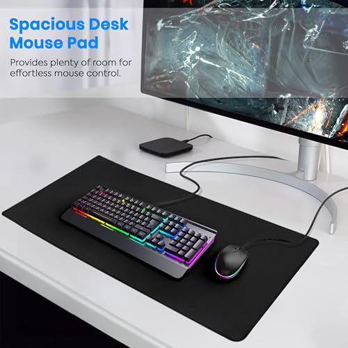 Image of Storite 700x300x2mm Extended Gaming Mouse Pad - Non-Slip Rubber Base, Stitched Edges, Water-Resistant Surface - Black