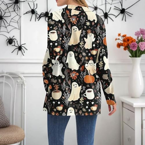 Halloween Cardigan Sweaters for Women Cute Cat Bat Pumpkin Cardigans with Pockets 2025 Fall Long Sleeve Open Front Sweater3