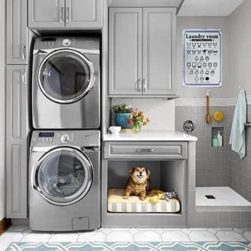 Pxiyou Laundry Room Care Symbol Guide Vintage Metal Sign Home Bathroom Decoration Wash Room Signs Country Home Decor 8X12Inch #TOP4