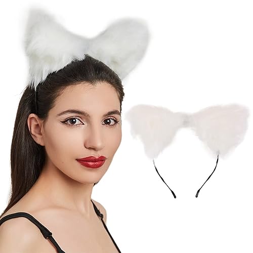 Aularso Diadema de orejas de piel de zorro de gato bandas para el cabello blanco disfraz de cosplay de anime Halloween decoraciĂłn de fiesta elegante Aularso Diadema de orejas de piel de zorro de gato bandas para el cabello blanco disfraz de cosplay de anime Halloween decoraciĂłn de fiesta elegante