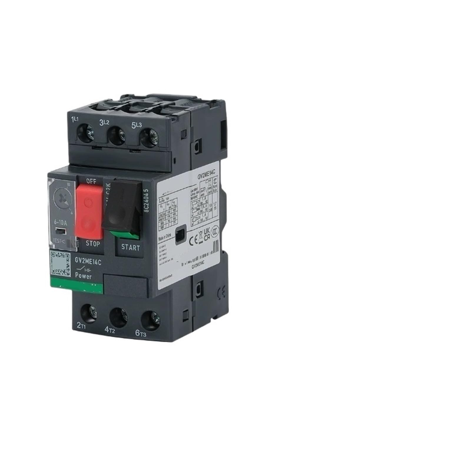 Disjoncteur de protection moteur GV2-ME06C avec contact auxiliaire GVEA11