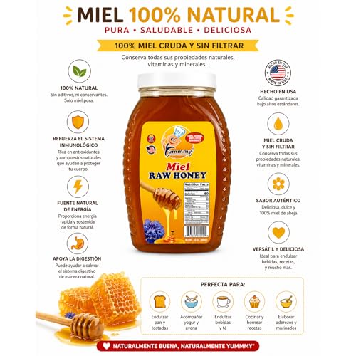 Yummmy Raw Honey 100% Natural 2 Lbs Kosher miniatura 2