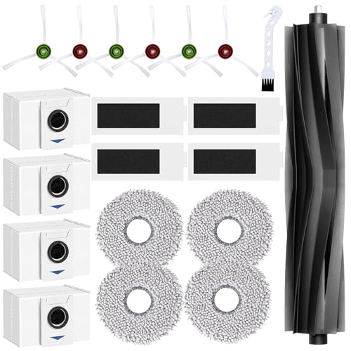 BEWOS 20PCS Ersatzteile-Set - Zubehörset für Ecovacs Deebot T20 Omni / T20e Omni Saugroboter Hauptbürste 6 Seitenbürsten 4 Wischtücher 4 HEPA-Filter 4 Staubbeutel All-in-One Zubehör-Komplettset