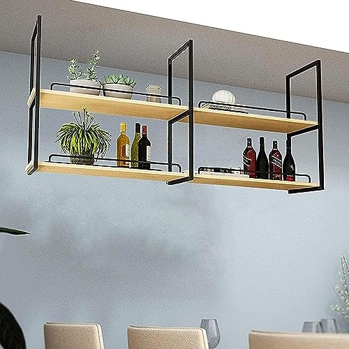 Étagère à vin suspendue de plafond 100cm avec support verres - 2