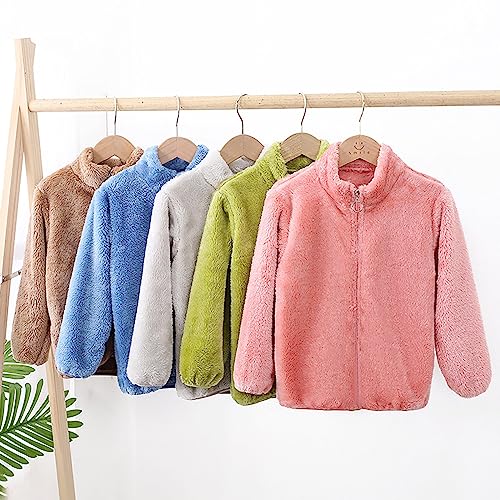 Kids Girls Fleece Jacket Full Zip Warm Winter Coats Thicken Windproof Outwear Solid Color Jackets Clothes With Pocket3