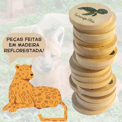 Jogo da Memória em Madeira - Animais da Floresta em Extinção