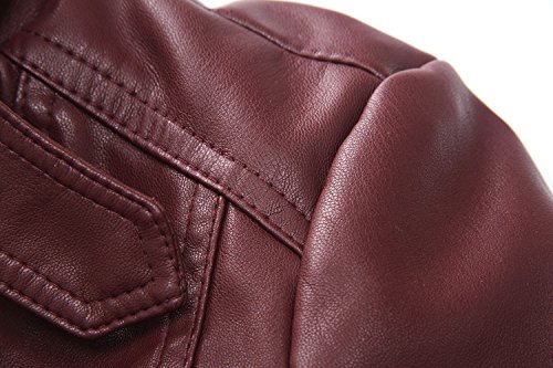 LJYH Boys Girls Faux Leather Jacket Kids Costume Motorcycle Coat Redwine Black4