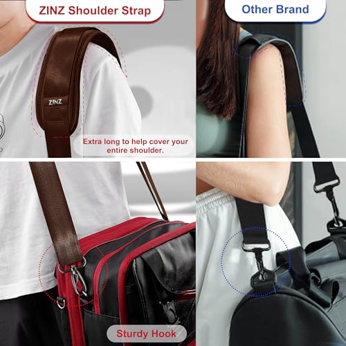 Image of ZINZ 74 inch Shoulder Strap with Fixed Pad and Dual Balanced Buckles,Brown