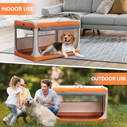 mit Tragegriffen und Schnellverschluss-Mechanik gezeigt. - Detailansicht von A 4 Pet Hundebox faltbar XL Test – Dealfoxx.de