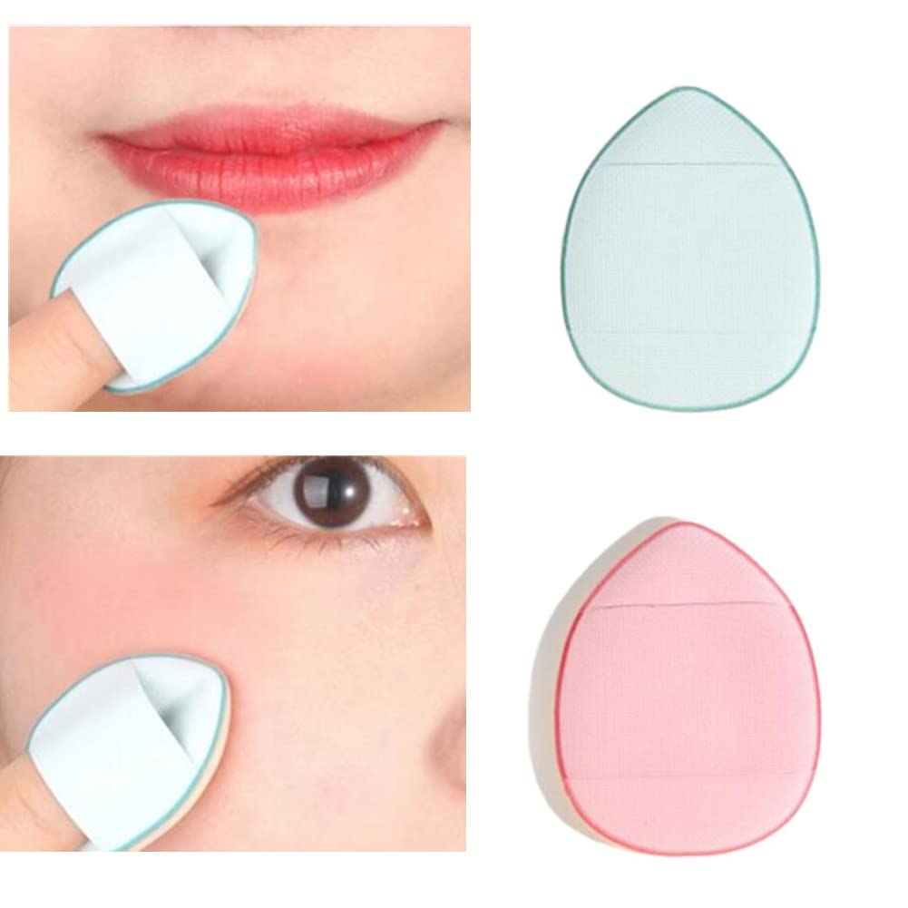 Confezione da 10 spugnette per cipria da dito con cinghia per le dita, mini spugnette per trucco per fondotinta liquido, crema, correttore, ombretto, strumenti di bellezza bagnati e asciutti (5