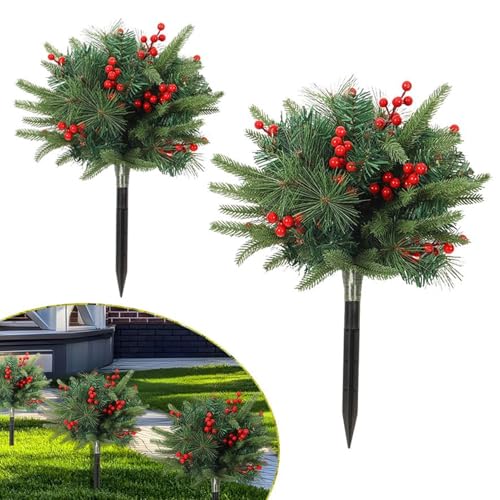 Arbre de cèdre artificiel avec baies rouges résistant extérieur