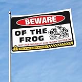 achtung frecher frosch Hohe Qualität: 100 % strapazierfähiges Polyester. Doppelt vernäht, verschleißfest. Lustige Outdoor-Dekoration