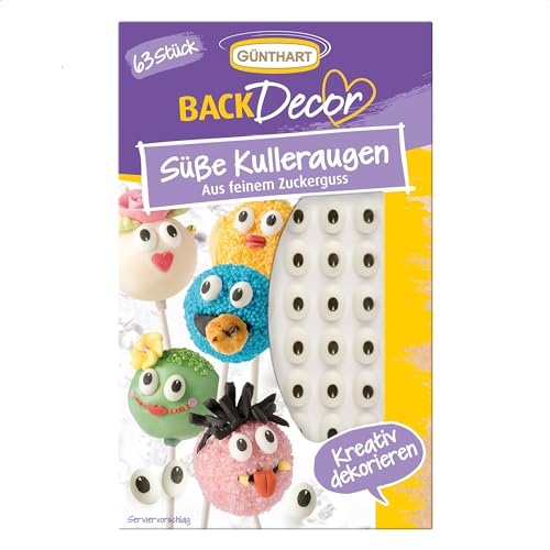 Günthart BackDecor 63 Süße Zucker Kulleraugen essbare Kuller Augen Zuckerdekor aus feinem Zuckerguß | Variantenreich einsetzbar 1er Pack (1 x 10 g)