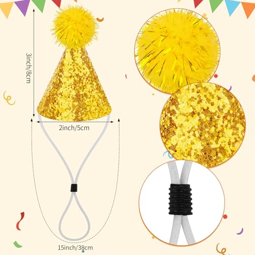 image for Hxezoc 10 Pcs Glitter Mini Birthday Party Hats Multicolor Paper Cone H