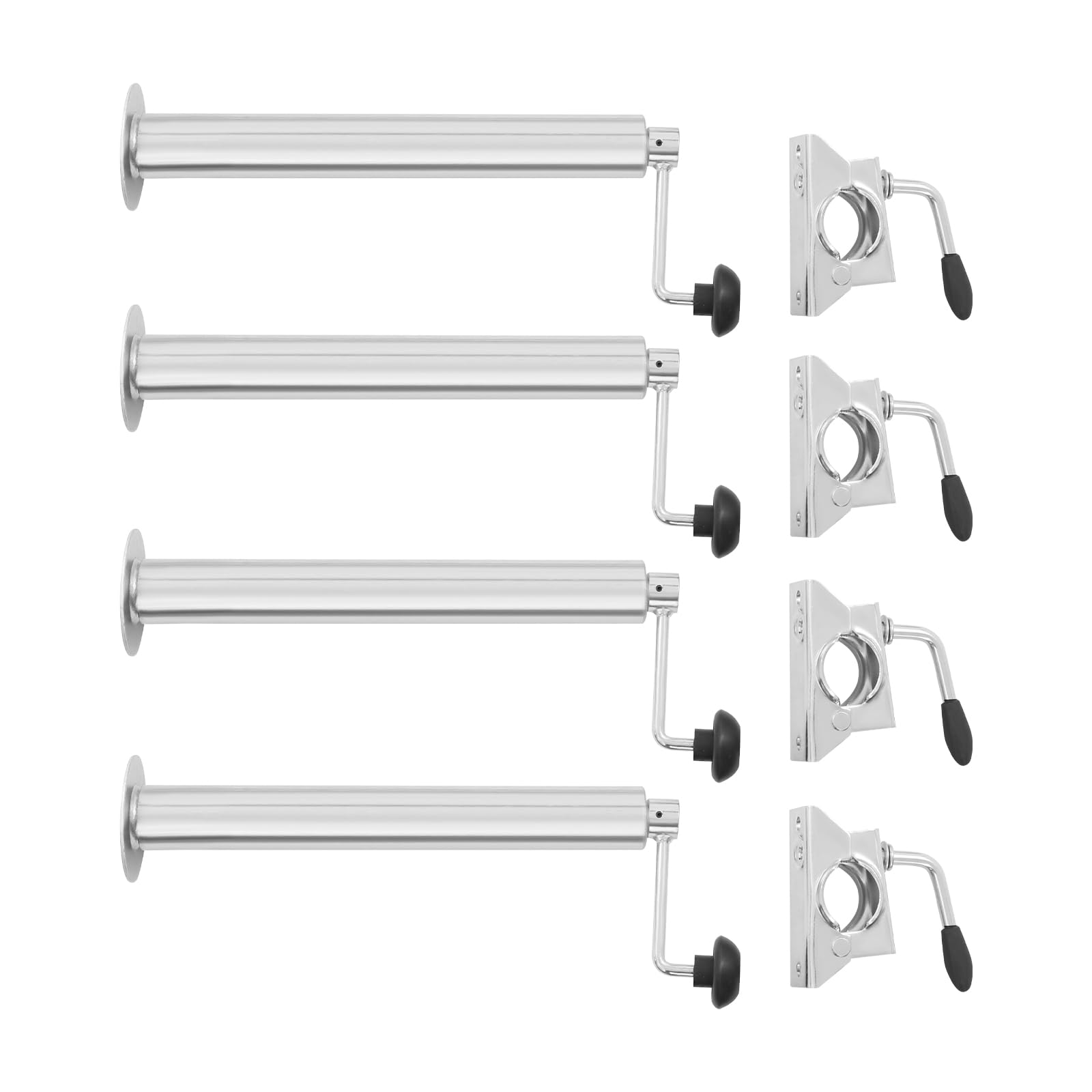 4er-Set höhenverstellbare Anhängerstützen mit Kurbel und Schwenkhalterung, Stahl Universal Anhänger Zubehör für PKW, LKW, Wohnwagen, Camper & Transporter, belastbar bis 100 kg