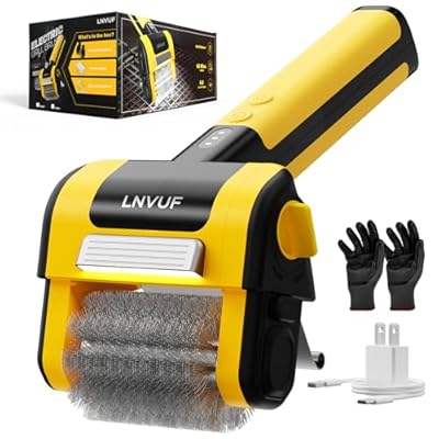 Electric Grill Brush, Grill Cleaner with LED Light, with 800 RPM Motor, 304 Removable Stainless Steel Brush Head, Cordless & Type-C Rechargeable for BBQ, Heavy Duty Grill Cleaning Tool (Black Yellow)