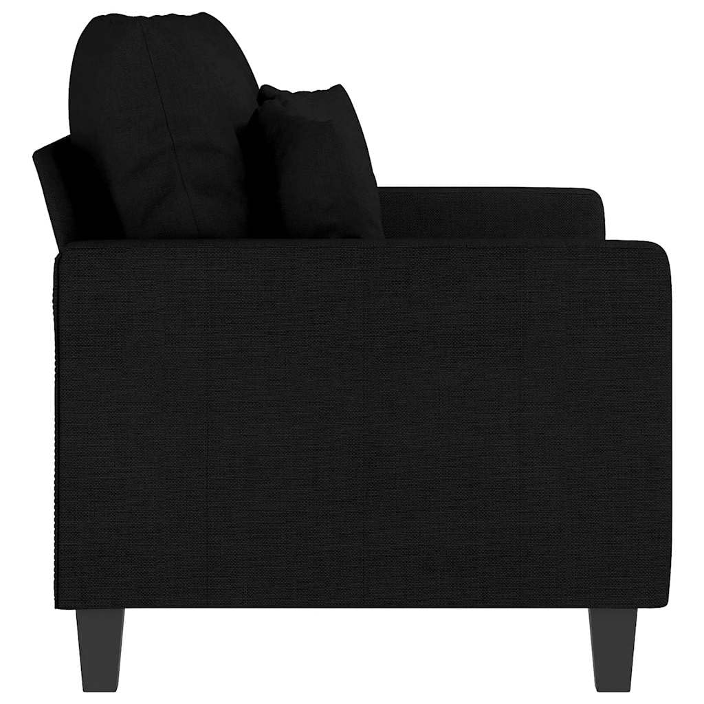 Sofá de 2 plazas de tela negra de 120 cm con reposabrazos y respaldo para salón, habitación de invitados u oficina, cómodo mueble tapizado con espacio de almacenamiento, diseño moderno y