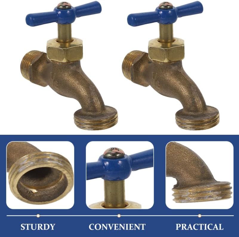 2Pcs Brass Hose Fittings 1/4 Inch Threaded Hose Connector Durable Outdoor Garden Spigot High Flow Rate Easy Installation 3.07 * 2.75 * 0.98in