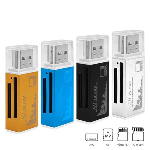 Vizgiz 4 Pack All In One Micro Sd Card Reader Aluminium Usb 2.0 Mini Multi 4 Slots Memory Card Reader Writer Adapter For Micro Ms M2 Sd Mmc Sdhc Dv Ms Duo Memory Stick Pro Microsd T-Flash Tf #TOP7
