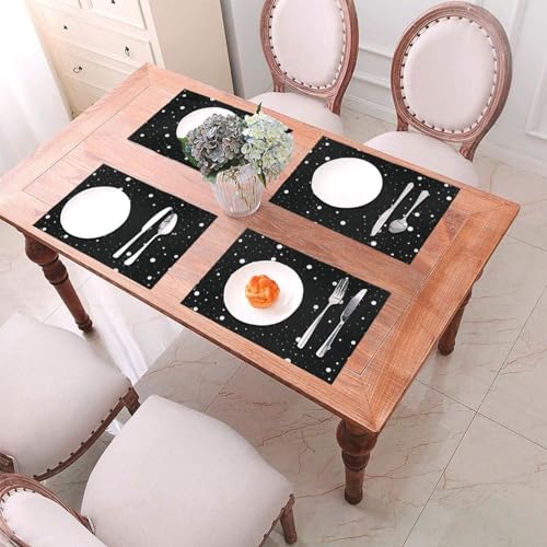 Sets de table tissés haut de gamme à pois blancs pour salle à manger raffinée