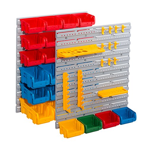 Preisvergleich Produktbild Wandplatten-Set 43-teilig - 2 Wandplatten mit Werkzeughaltern und Sichtlagerkästen