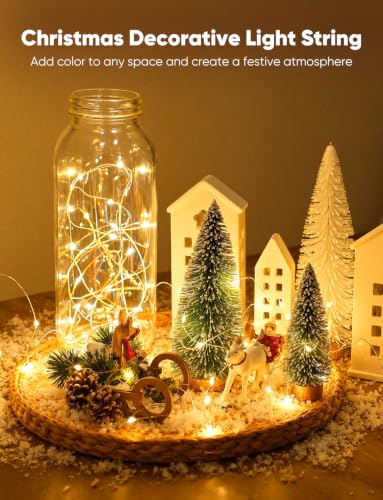 Image of Minetom 30 Pack Warm White Battery Operated Fairy String Lights 8 Modes | 7ft 20LED Waterproof Silver Wire Twinkle Lights, Firefly Starry Moon Lights for Mason Jars DIY Christmas Wedding Part