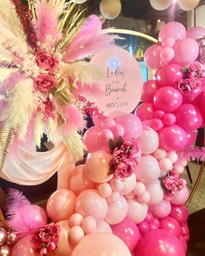 Image of Pink Balloons Metallic Pink Balloon, 60Pcs 12Inch Chrome Deep Light Pearl Hot Pink Latex Balloons for Birthday,Wedding,Baby Shower,Galentines day Decorations