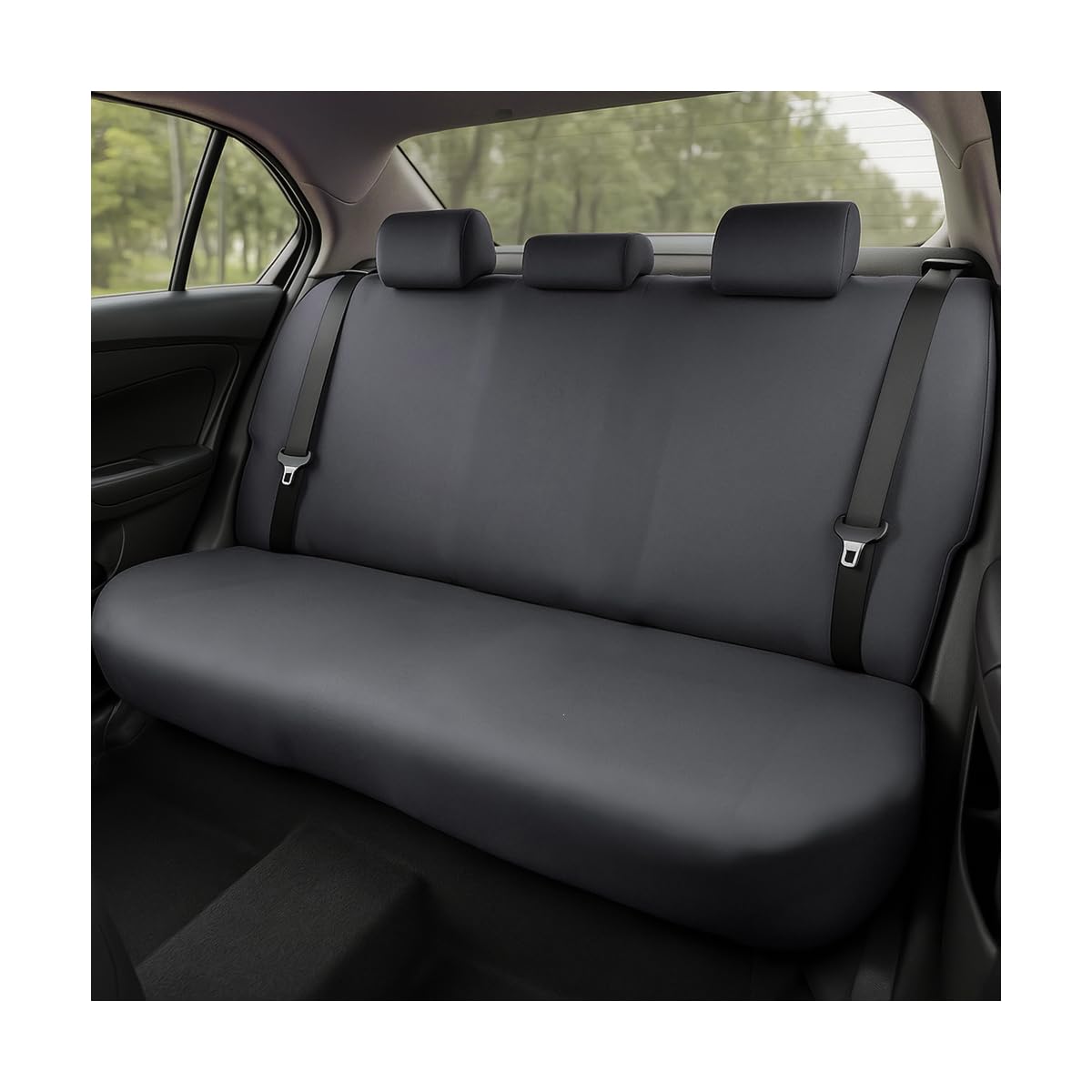BESULEN Car Back Seat Cover, Dustproof Elastic Cloth Vehicle Rear Seat Bench Protector for Pets Kids, Waterproof Stretch Automobile Interior Accessories, Universal for Sedan Truck SUV (Dark Grey)
