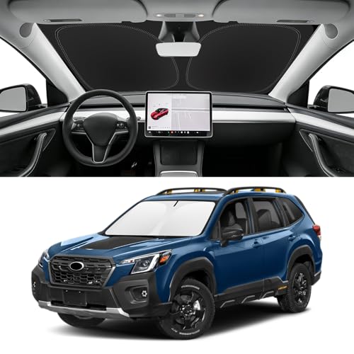 SLOGENTO Custom Fit Windshield Sun Shade for Suabru Forester 2019-2026 Blocks UV & Heat Front Window Sunshade Accessorie Easy Fold & Store Keep Your Car Cooler