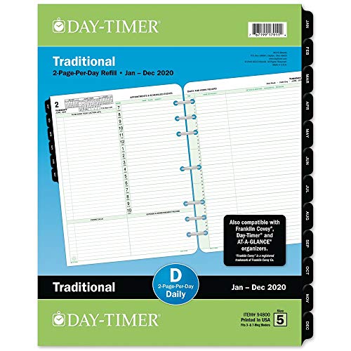 Day-Timer 2020 Daily Planner Refill, 8-1/2