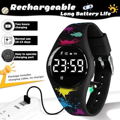 Image of Kids Watches for Girls Boys Digital Sport Watch with Step Counter Pedometer Vibration Alarm Clock, No App Waterproof Fitness Tracker Kids Watch Boys Girls Teens Students Ages 5-16