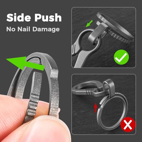 Image of FEGVE Small Titanium Key Chain Rings, Side Push Keychain Ring, Rustproof | Side Push Easy Open, Gr5 titanium alloy, Ultra-light, Corrosion-proof, Anti-deform, for House Car Work Keys