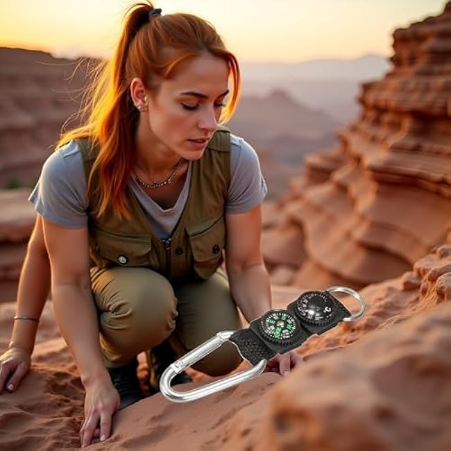 Black Carabiner Key Chain Compass Thermometer Metal Camping Outdoor Gadgets Hiking Survival to Multifunctional O0R8 Mountaineering Sports and Outdoor Recreation Accessories