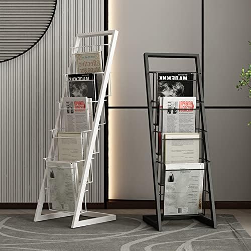 Metal Vertical Magazine Rack & Brochure Holder - Elegant Office Organizer for Newspapers, Literature Display, Perfect for Trade Show & Exhibition Storage Solutions