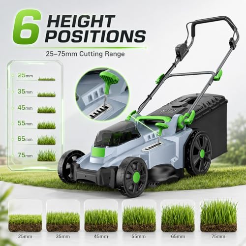 40V Cordless Lawn Mower, 17-Inch Walk Behind Lawnmower with 2 x 20V 4.0Ah Battery, Brushless Motor, 6 Cutting Heights, 50L Grass Bag, for Garden/Patio/Yard/Lawn - Image 5