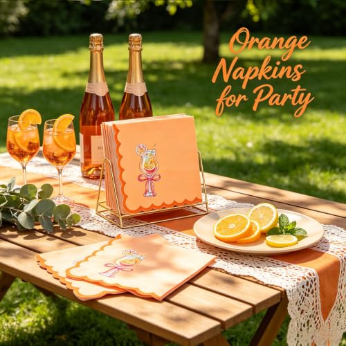 Love at First Spritz Cocktail Napkins, 50Pcs Orange Scalloped Paper Napkins - image 7